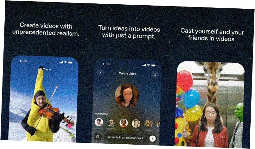 Imagen del artículo - La aplicación Sora de OpenAI añade cameos de personajes y herramientas para editar videos.