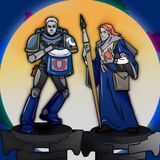 Telegram community logo — Фарби, пензлі і дві недофарбовані мініатюрки